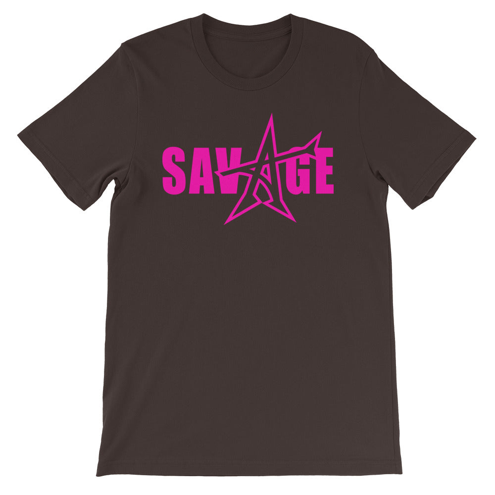 "SAVAGE" T-shirt (neon-pink print)