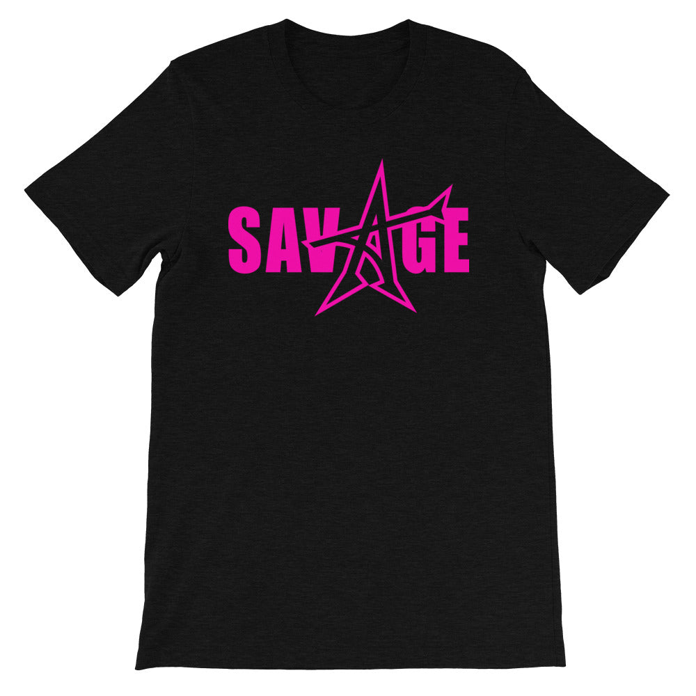 "SAVAGE" T-shirt (neon-pink print)
