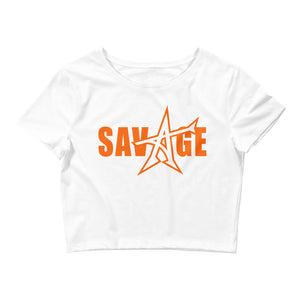 "SAVAGE" crop top (orange print)