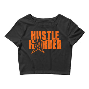 "HUSTLE HARDER" Women’s  Crop Tee (orange print)