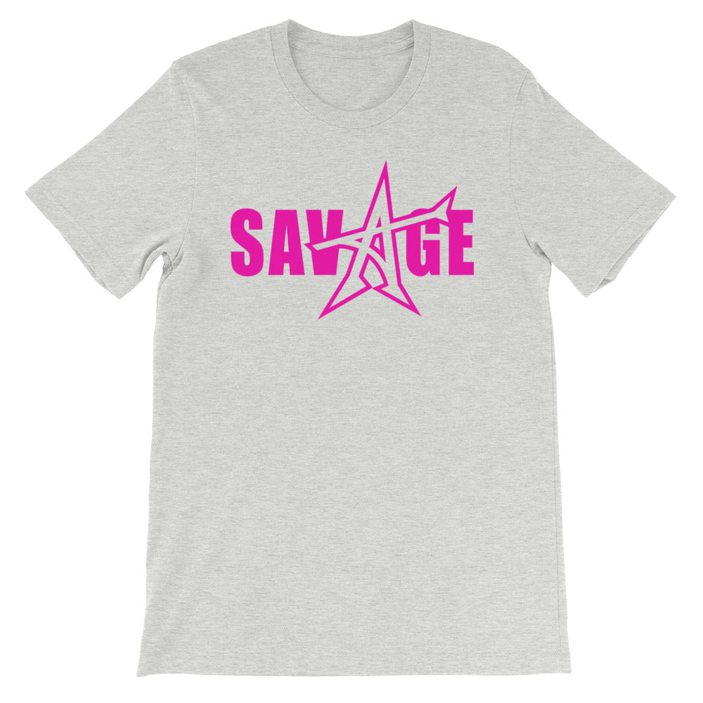 "SAVAGE" T-shirt (neon-pink print)