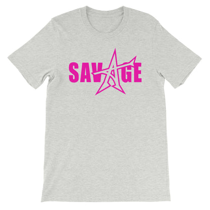 "SAVAGE" T-shirt (neon-pink print)