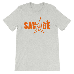 "SAVAGE" T-shirt (neon orange print)