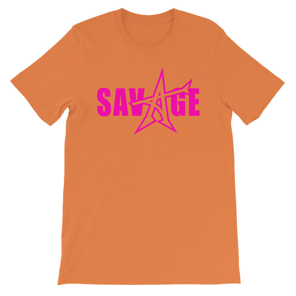 "SAVAGE" T-shirt (neon-pink print)