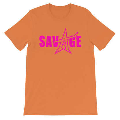 "SAVAGE" T-shirt (neon-pink print)