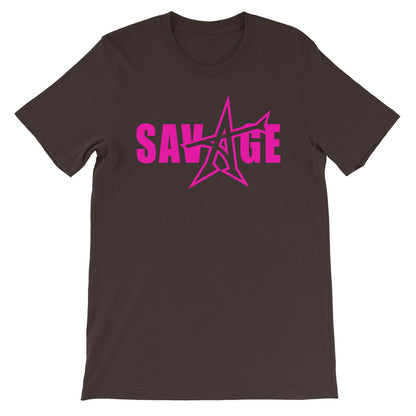 "SAVAGE" T-shirt (neon-pink print)