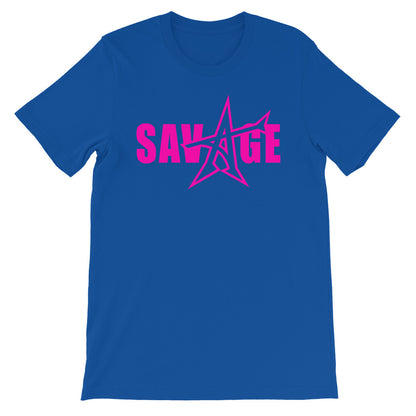 "SAVAGE" T-shirt (neon-pink print)