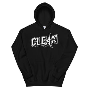 "CLEAN" Unisex Hoodie (white print)