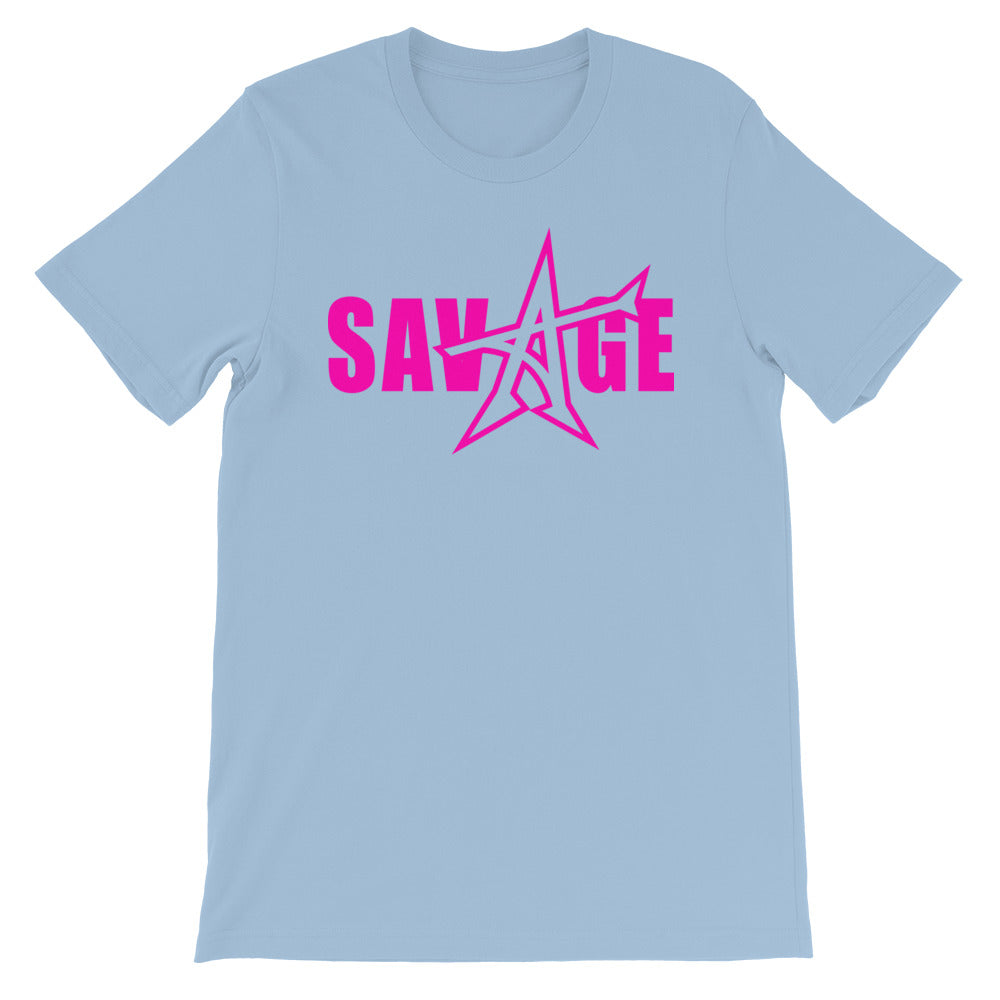 "SAVAGE" T-shirt (neon-pink print)