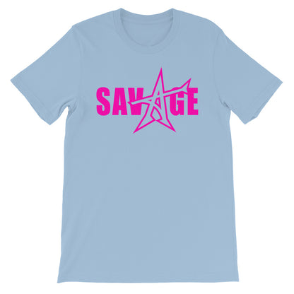 "SAVAGE" T-shirt (neon-pink print)