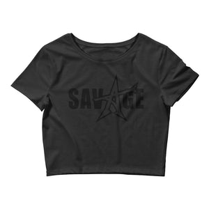 "SAVAGE" crop top (black print)