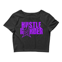 "HUSTLE HARDER" Women’s  Crop Tee (purple print)