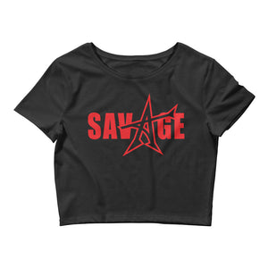 "SAVAGE" crop top (red print)