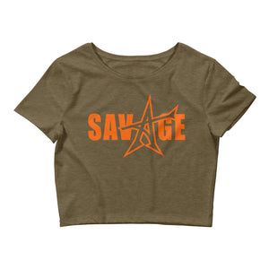 "SAVAGE" crop top (orange print)