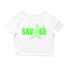 "SAVAGE" crop top (neon-green print)