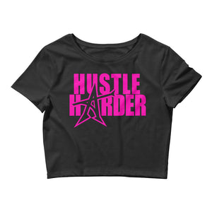 "HUSTLE HARDER" Women’s  Crop Tee (pink print)
