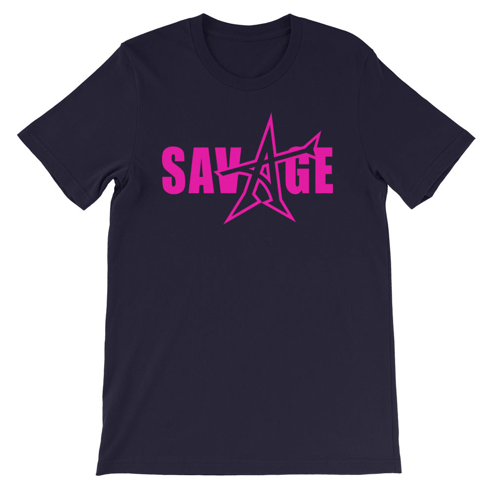 "SAVAGE" T-shirt (neon-pink print)