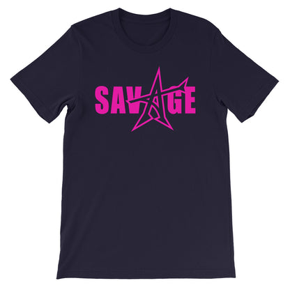 "SAVAGE" T-shirt (neon-pink print)