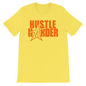 "HUSTLE HARDER" T-shirt (neon-orange print)