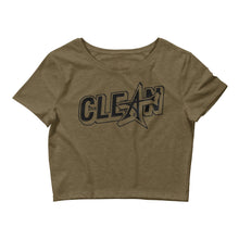 "CLEAN" Women’s Crop Tee (black print)