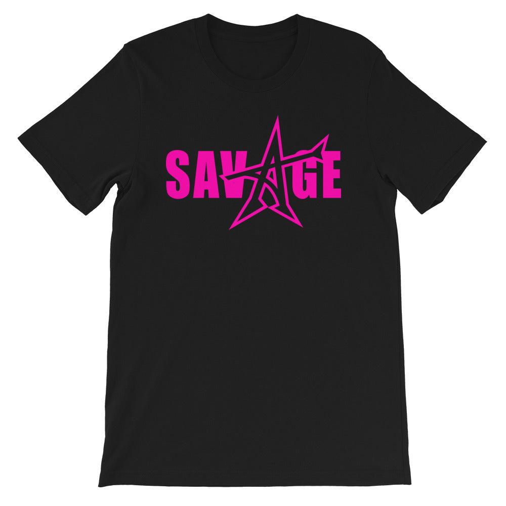 "SAVAGE" T-shirt (neon-pink print)