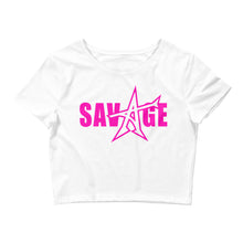 "SAVAGE" crop top (pink print)