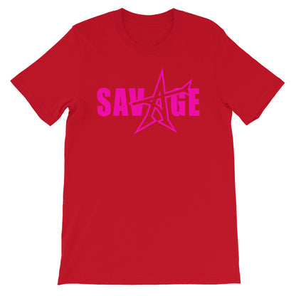 "SAVAGE" T-shirt (neon-pink print)