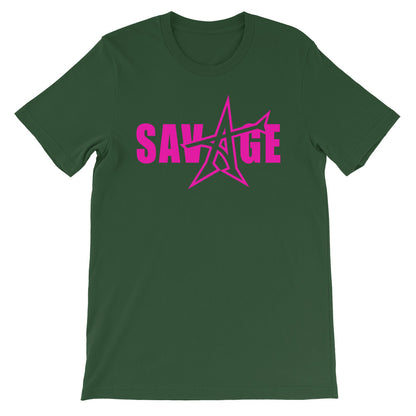 "SAVAGE" T-shirt (neon-pink print)